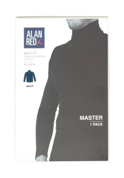 ALAN RED Master T-shirt (1-pack), heren T-shirt met lange mouwen en col, blauw
