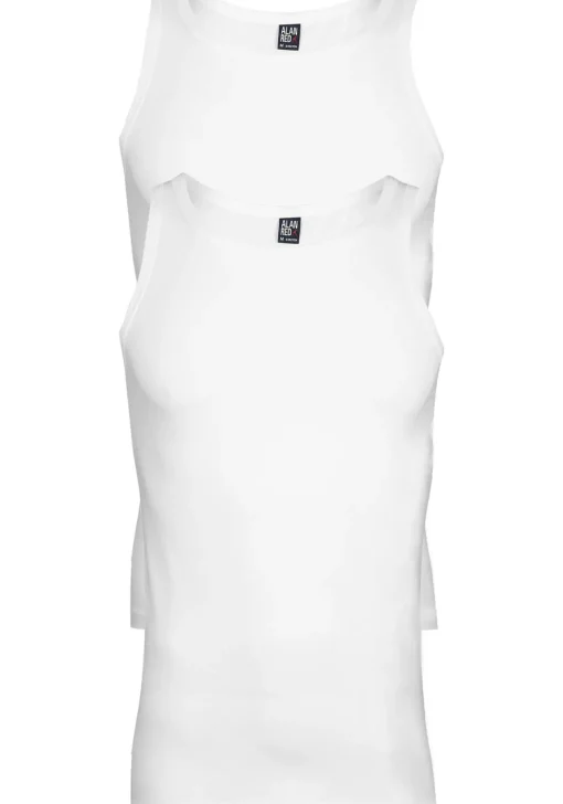 ALAN RED singlets Oakland (2-pack), O-hals stretch, wit