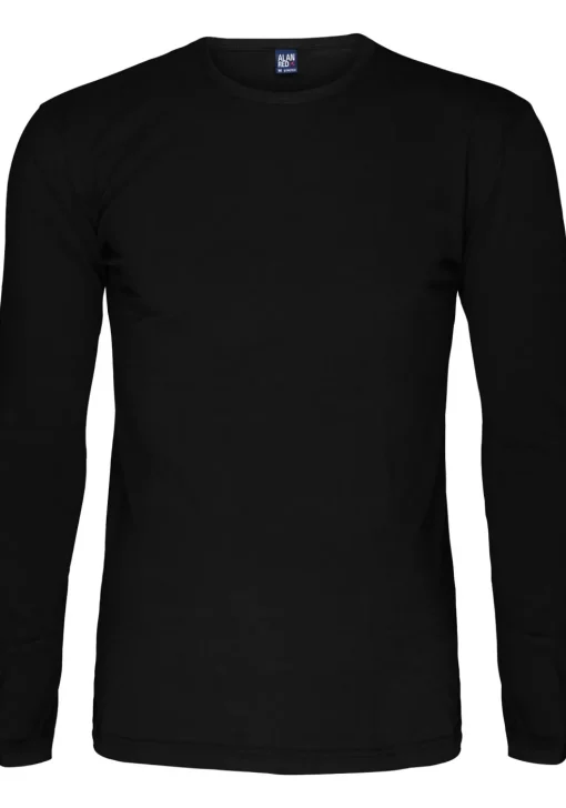 ALAN RED T-shirt Olbia (1-pack), O-hals lange mouw stretch, zwart