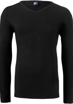 ALAN RED T-shirt Oslo (1-pack), V-hals lange mouw stretch, zwart