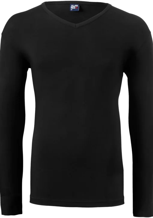 ALAN RED T-shirt Oslo (1-pack), V-hals lange mouw stretch, zwart