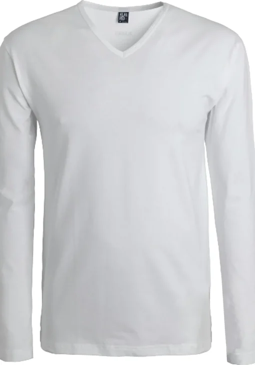 ALAN RED T-shirt Oslo (1-pack), V-hals lange mouw stretch, wit