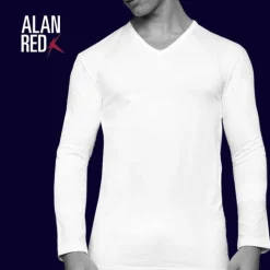 ALAN RED T-shirt Oslo (1-pack), V-hals lange mouw stretch, zwart
