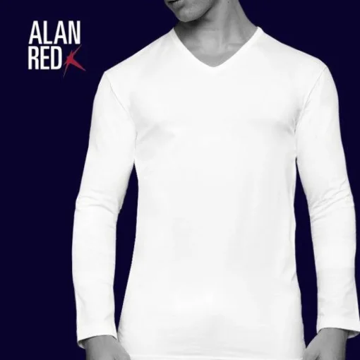 ALAN RED T-shirt Oslo (1-pack), V-hals lange mouw stretch, zwart