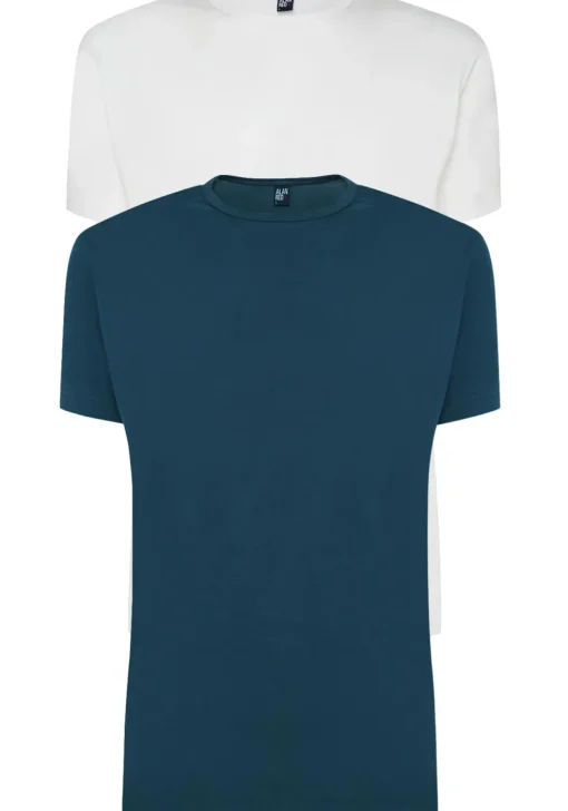 ALAN RED T-shirts Derby (2-pack), O-hals, wit en denim blauw