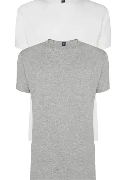 ALAN RED T-shirts Derby (2-pack), O-hals, wit en grijs melange