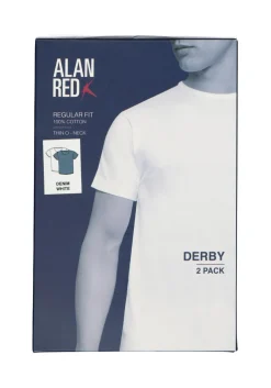 ALAN RED T-shirts Derby (2-pack), O-hals, wit en denim blauw