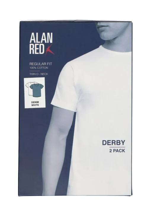 ALAN RED T-shirts Derby (2-pack), O-hals, wit en denim blauw