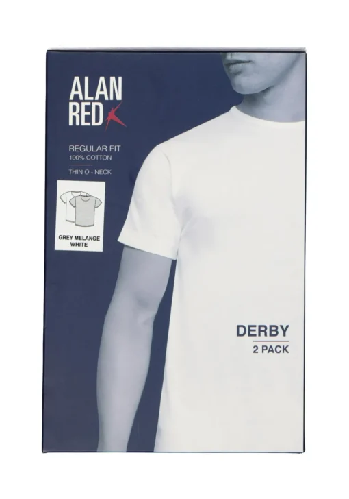 ALAN RED T-shirts Derby (2-pack), O-hals, wit en grijs melange