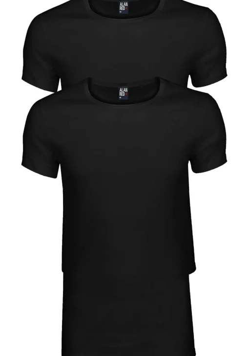 ALAN RED T-shirts James (2-pack), diepe O-hals, zwart