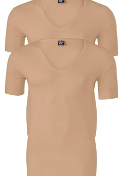 ALAN RED T-shirts no neck (2-pack), diepe V-hals, huidskleur