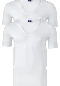 ALAN RED T-shirts no neck (2-pack), diepe V-hals, wit