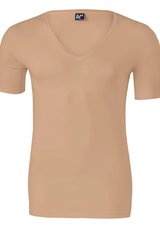 ALAN RED T-shirts no neck (2-pack), diepe V-hals, huidskleur