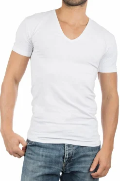 ALAN RED T-shirts no neck (2-pack), diepe V-hals, wit