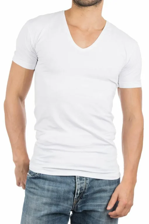 ALAN RED T-shirts no neck (2-pack), diepe V-hals, wit