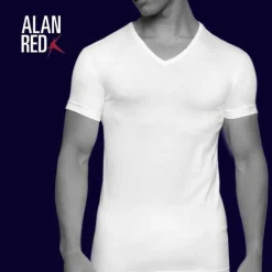 ALAN RED T-shirts Oklahoma (2-pack), V-hals stretch, zwart