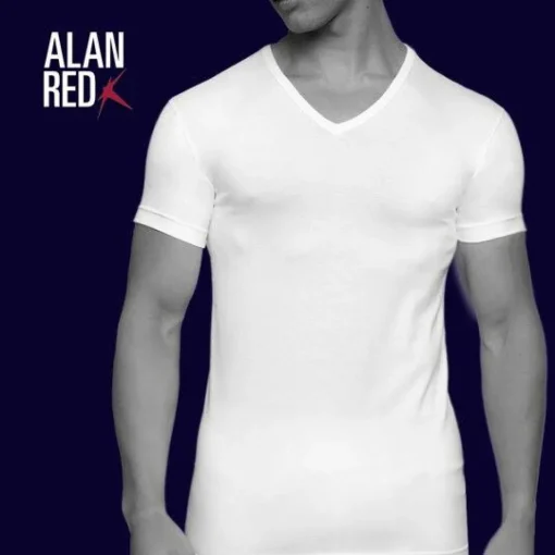 ALAN RED T-shirts Oklahoma (2-pack), V-hals stretch, zwart