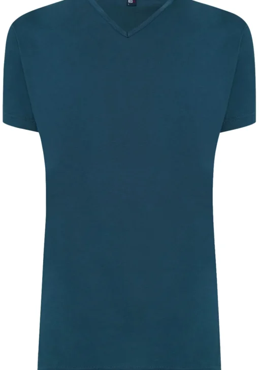 ALAN RED T-shirts Vermont (2-pack), V-hals, wit en denim blauw