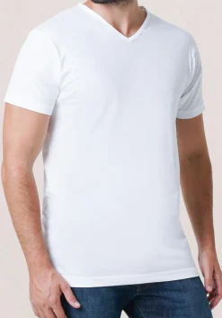 ALAN RED T-shirts Vermont (2-pack), V-hals, wit en denim blauw