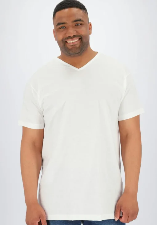 ALAN RED T-shirts Vermont (2-pack), V-hals, wit en denim blauw