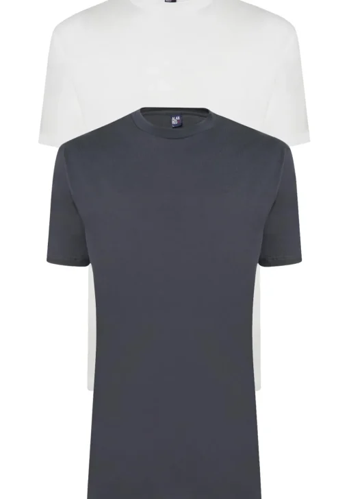 ALAN RED T-shirts Virginia (2-pack), O-hals, wit en antraciet grijs