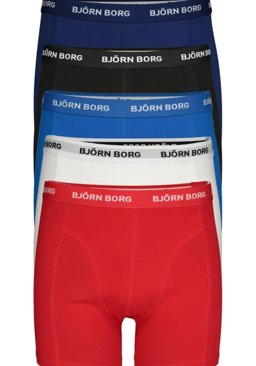 Bjorn Borg boxershorts Essential (5-pack), heren boxers normale lengte, zwart, rood, wit, blauw en kobalt blauw