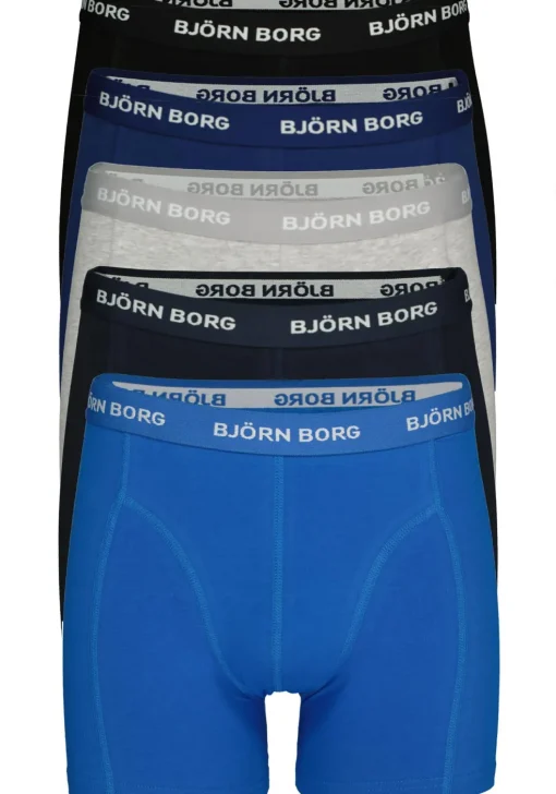 Bjorn Borg boxershorts Essential (5-pack), heren boxers normale lengte, zwart, donkerblauw, blauw, kobaltblauw en grijs