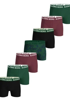 Bjorn Borg Cotton Stretch boxers, heren boxers normale lengte (7-pack), zwart , groen, donkerrood en groen met print