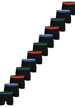 Bjorn Borg Cotton Stretch boxers, heren boxers normale lengte (12-pack), zwart met gekleurde tailleband