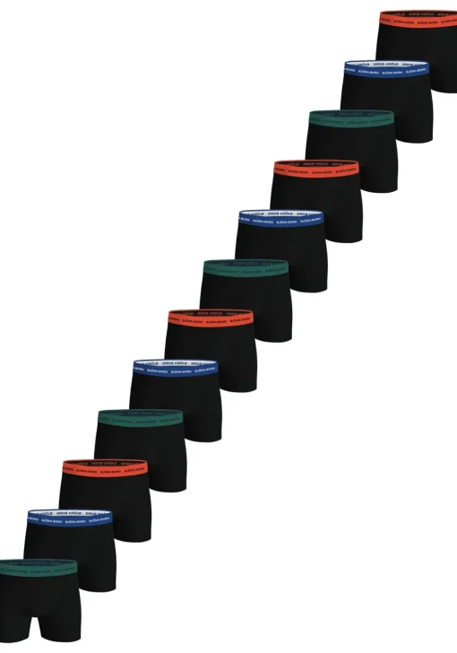 Bjorn Borg Cotton Stretch boxers, heren boxers normale lengte (12-pack), zwart met gekleurde tailleband