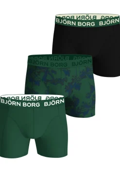 Bjorn Borg Cotton Stretch boxers, heren boxers normale lengte (3-pack), groen, zwart en groen met print