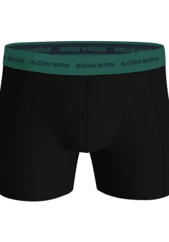 Bjorn Borg Cotton Stretch boxers, heren boxers normale lengte (12-pack), zwart met gekleurde tailleband