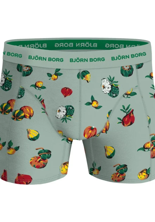 Bjorn Borg Cotton Stretch boxers, heren boxers normale lengte (5-pack), zwart, rood, groen, olijfgroen en groen met print