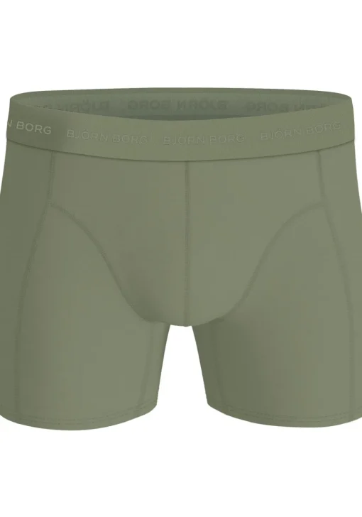 Bjorn Borg Cotton Stretch boxers, heren boxers normale lengte (5-pack), zwart, rood, groen, olijfgroen en groen met print