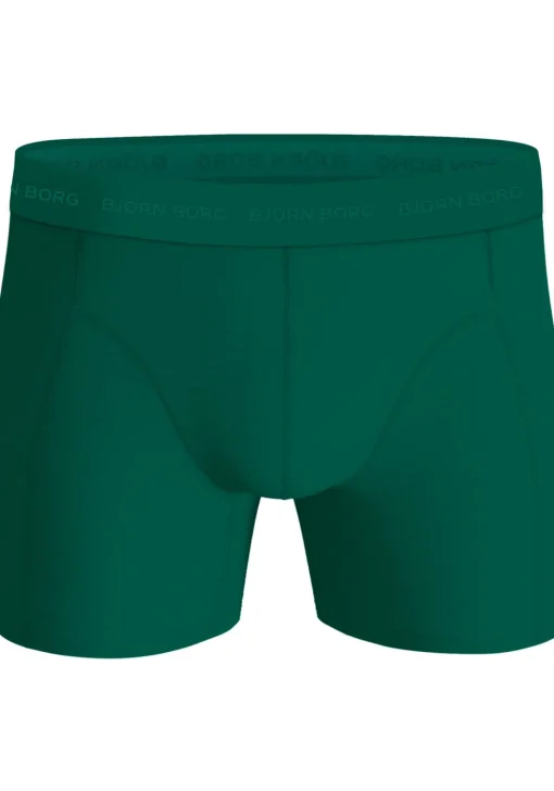 Bjorn Borg Cotton Stretch boxers, heren boxers normale lengte (5-pack), zwart, rood, groen, olijfgroen en groen met print