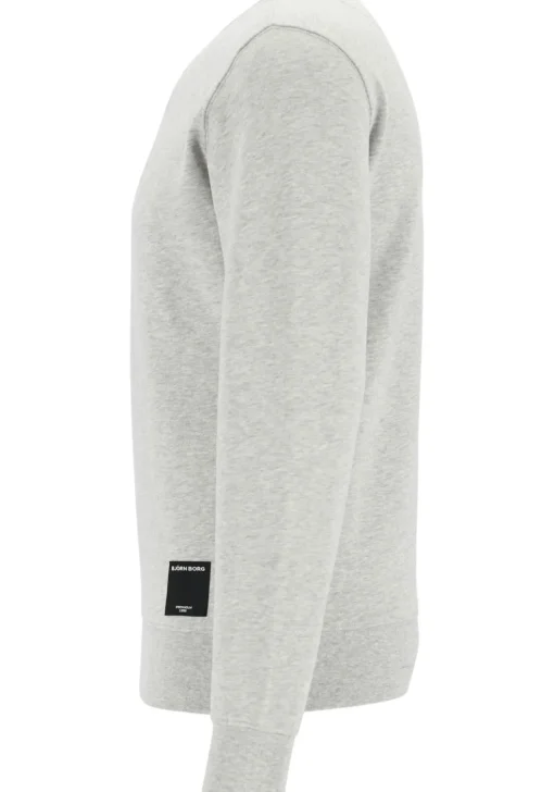 Bjorn Borg crew neck sweater, heren sweatshirt dik, lichtgrijs melange