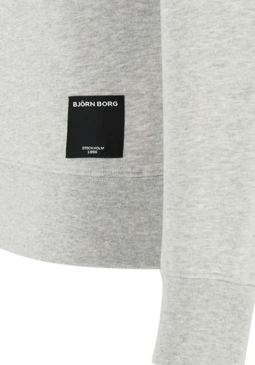 Bjorn Borg crew neck sweater, heren sweatshirt dik, lichtgrijs melange