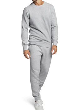Bjorn Borg crew neck sweater, heren sweatshirt dik, lichtgrijs melange