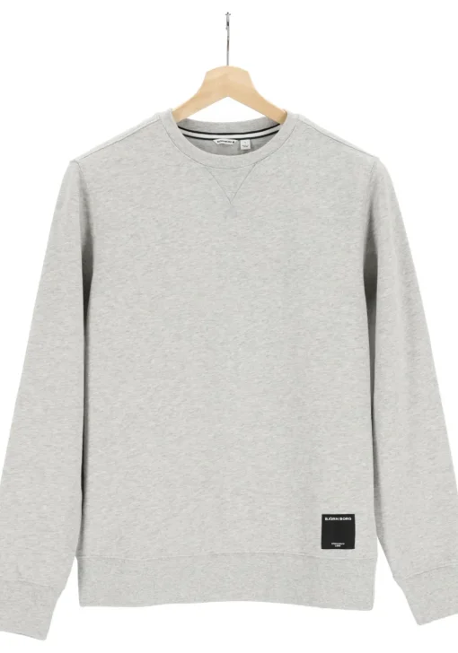 Bjorn Borg crew neck sweater, heren sweatshirt dik, lichtgrijs melange
