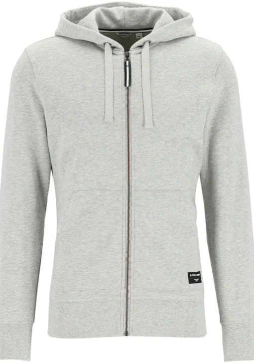 Bjorn Borg hoodie jacket, heren sweatvest dik, lichtgrijs melange