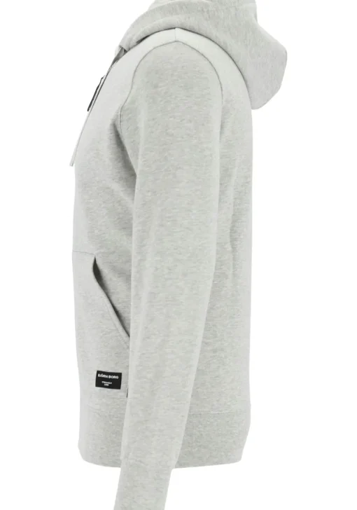 Bjorn Borg hoodie jacket, heren sweatvest dik, lichtgrijs melange