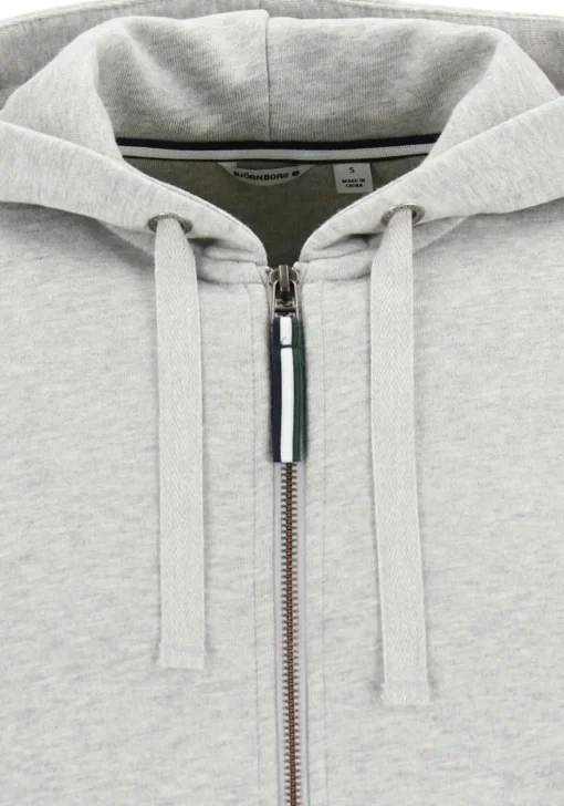 Bjorn Borg hoodie jacket, heren sweatvest dik, lichtgrijs melange