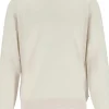 BOSS Bjarno regular fit trui wol, heren trui middeldik O-hals, wit