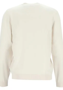 BOSS Bjarno regular fit trui wol, heren trui middeldik O-hals, wit