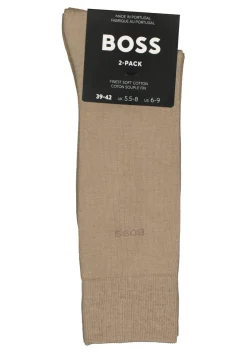 BOSS Cotton Uni (2-pack), herensokken katoen, beige