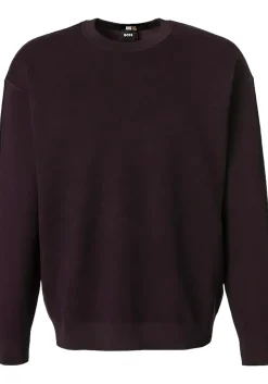 BOSS Daero regular fit trui katoen met wol, heren trui middeldik O-hals, rood