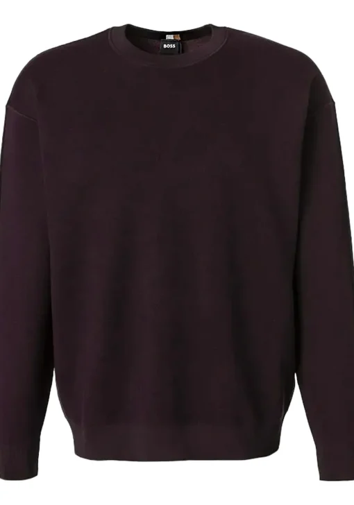 BOSS Daero regular fit trui katoen met wol, heren trui middeldik O-hals, rood