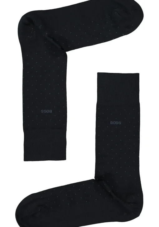 BOSS George Dots (1-pack), herensokken katoen, donkerblauw gestipt