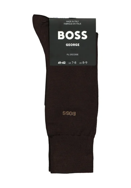 BOSS George uni (1-pack), herensokken katoen, donkerbruin