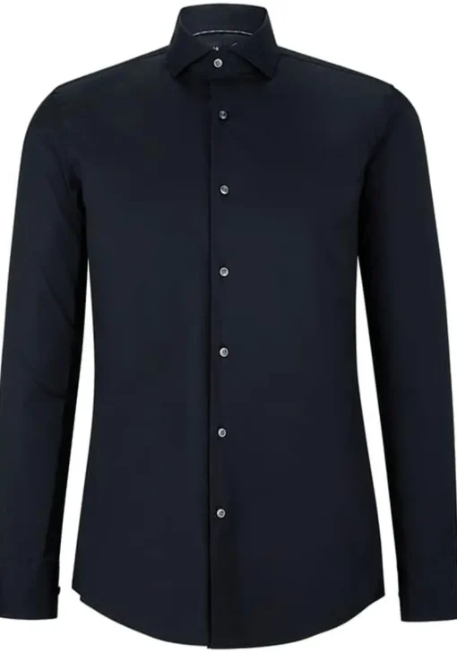 BOSS Hank slim fit overhemd, popeline, zwart